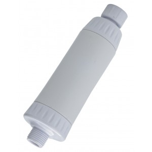 White In-line KDF Shower Filter - Slim Design fits any shower
