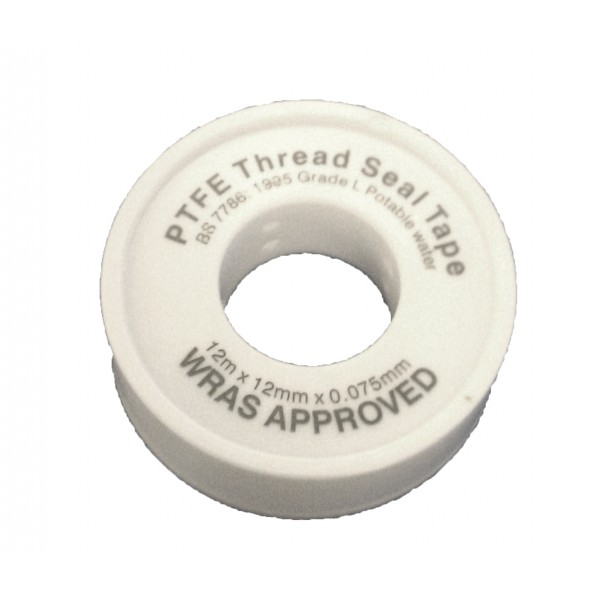 PTFE Tape White WRAS Approved 12mm x 12m plumbing thread seal tape