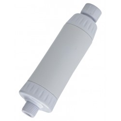 White In-line KDF Shower Filter - Slim Design fits any shower
