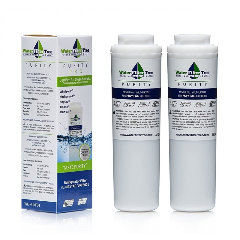 2 Pack of Water Filter Tree WLFUKF01 Filter for Maytag UKF8001