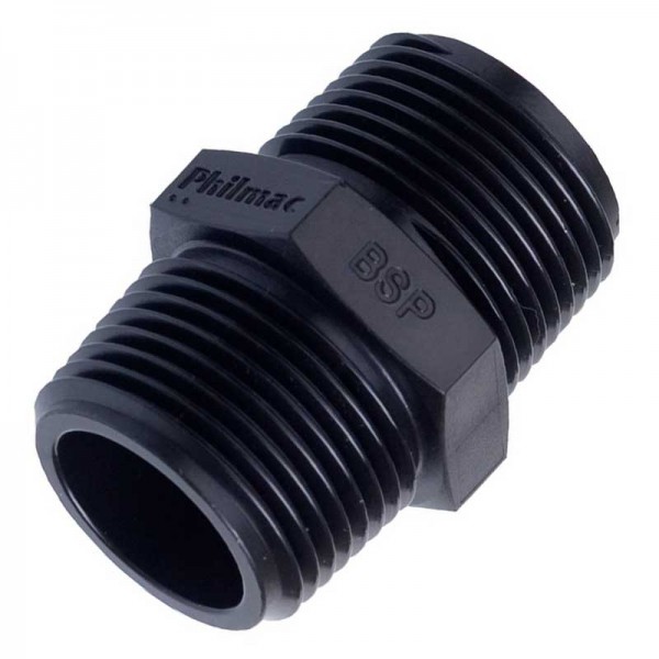 Philmac 1" x 1" BSP Threaded Nipple male to male thread